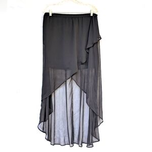 Xhiliration Black High Low Sheer Skirt Size L